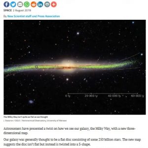 USA, UK, Australia, New Scientist: https://www.newscientist.com/article/2212350-best-ever-map-of-milky-way-shows-our-galaxy-is-warped-in-an-s-shape/