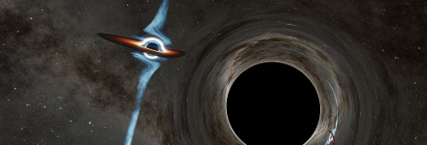 Artist’s impression of the supermassive black hole binary at the heart of PKS 2131-021. Credit: Caltech/R. Hurt (IPAC).