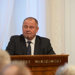 Prof. Alojzy Z. Nowak, the UW Rector, during a formal ceremony in memory of Prof. Piotr Węgleński. Photo: Mirosław Kaźmierczak/UW