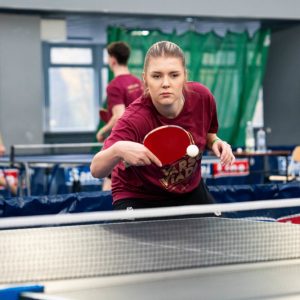 A table tennis player from the University of Warsaw at the 60th Varsoviada. Photo by Katarzyna Kołat