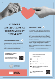 Go to the infographic on support services at the University of Warsaw.